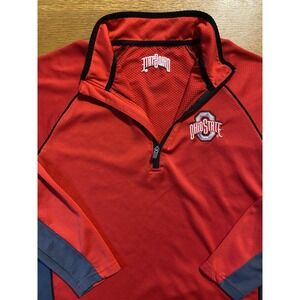 Ohio State Buckeyes 1/4 Zip Pullover Jacket Red Gray L Embroidered Logo Football